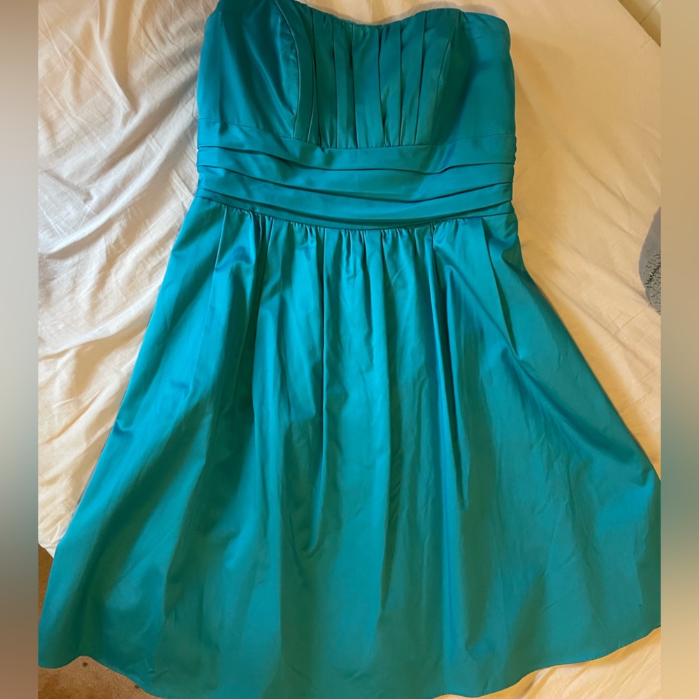 David’s Bridal Teal cotton A-line dress. Size 10